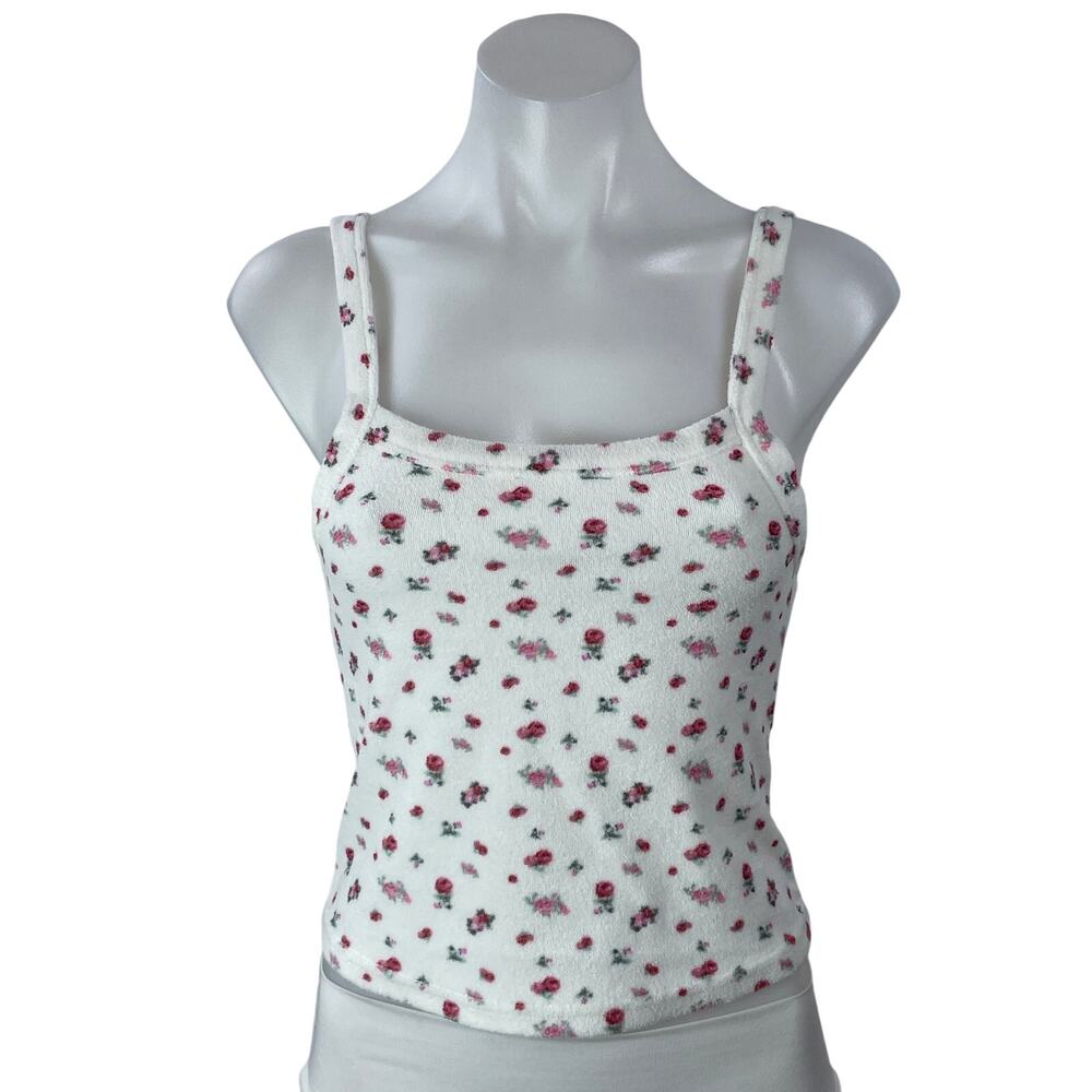 Danielle Guizio Dani Terry Women's White Pink Sleeveless Floral Cami Tank Top S